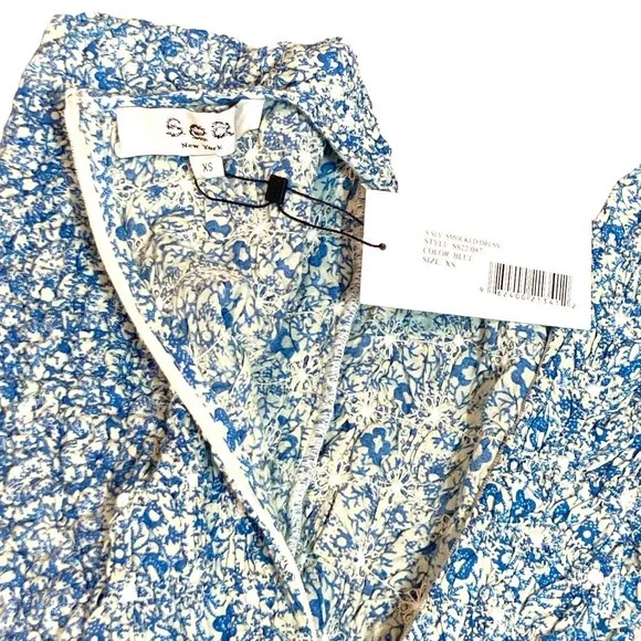 Sea New York Ida Smocked Dress SS22-087 Blue  XS New $450 - Picture 7 of 7